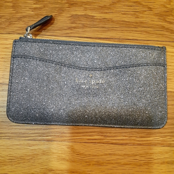 kate spade Handbags - Kate Spade Lola Glitter Large Slim Wallet Card Case Sliver OS  Kate Spade